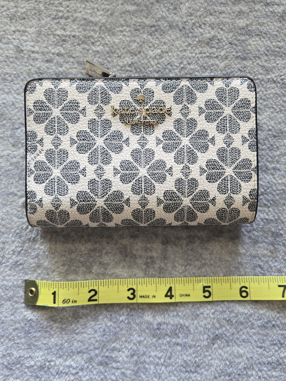 kate spade Cream and Black Floral Pattern Zip Wallet